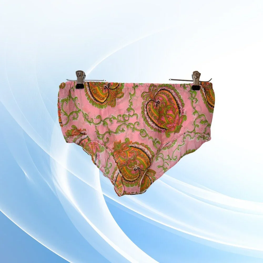 Vintage Pink Paisley Short PJ Set - Sleeveless Robe & Panties, Junior Large - Picture 9 of 10
